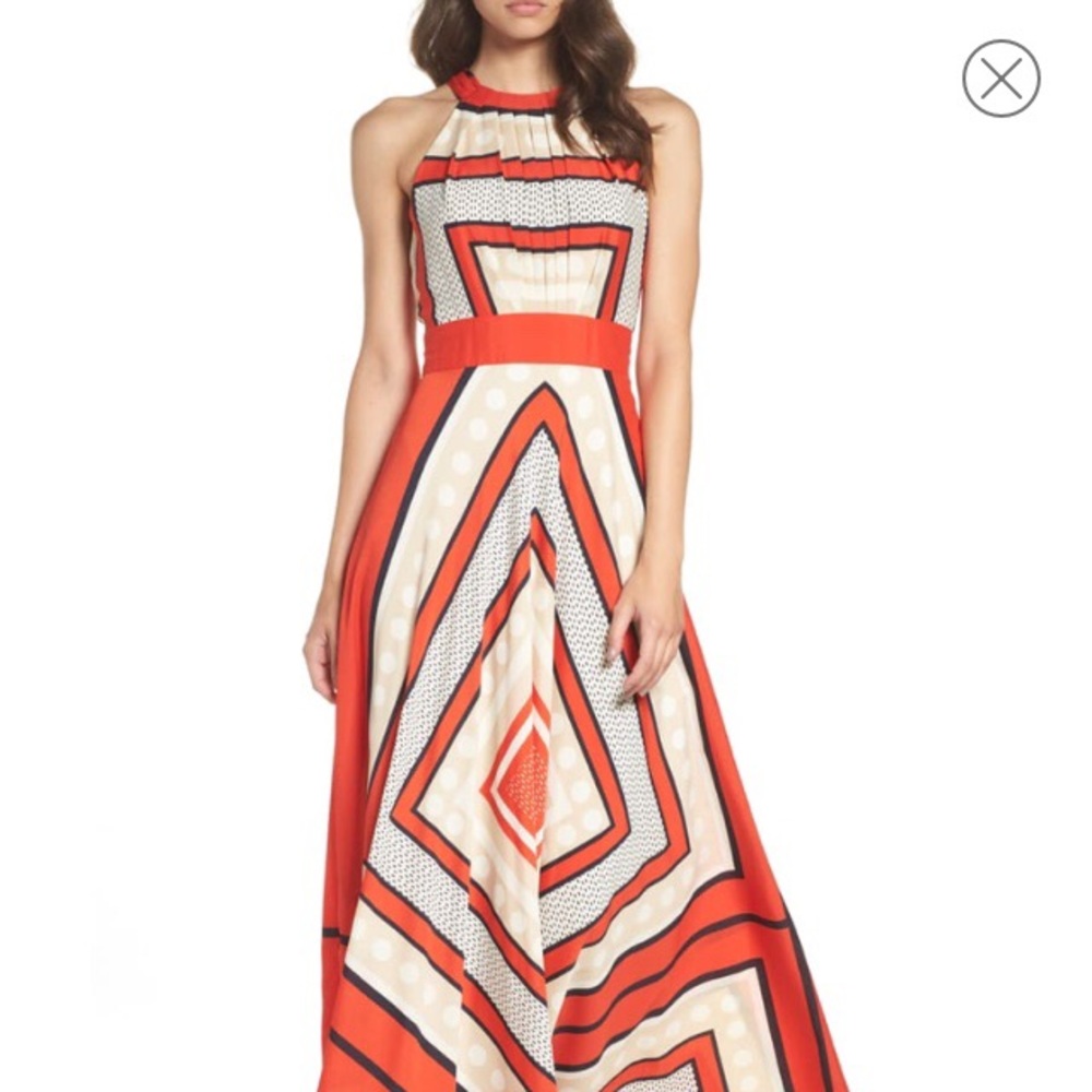 Eliza J scarf print halter maxi dress